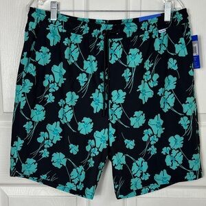New NWT HURLEY Black Teal Pull on Hybrid Walkshort Size Large 7” inseam UPF 50